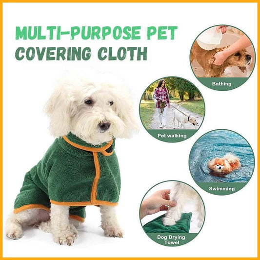Dog Bathrobe Pet Drying Coat Microfiber Absorbent Beach Towel For Large Medium Small Dogs Cats Fast Dry - Majestic Pet Kingdom