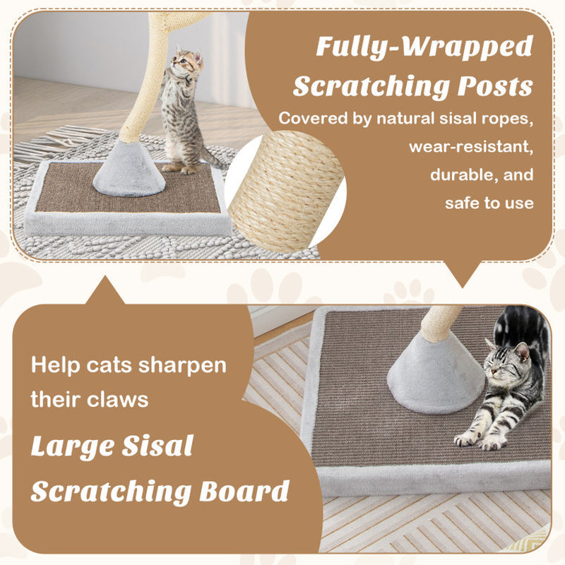 70" Tall Metal Cat Tree Tower with 3 Plush Perches & Sisal Scratching Posts - Majestic Pet Kingdom