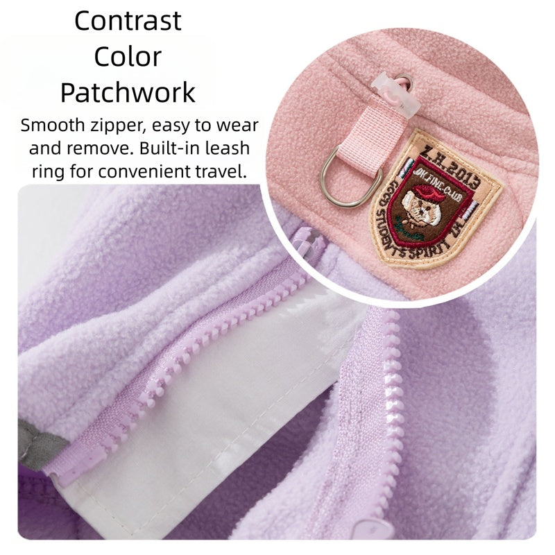 Winter Warm Fleece, Light Outdoor Color-blocking Polar Fleece, Small Dog Warm Four-legged Fleece, Pet Clothing