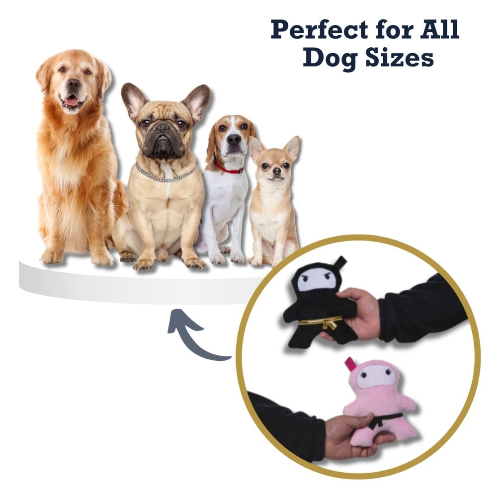 Dog Plush Toy Set Ninja Love Squeaker Crinkle Sound 2-Pack - Detail Angle 6 | Majestic Pet Kingdom