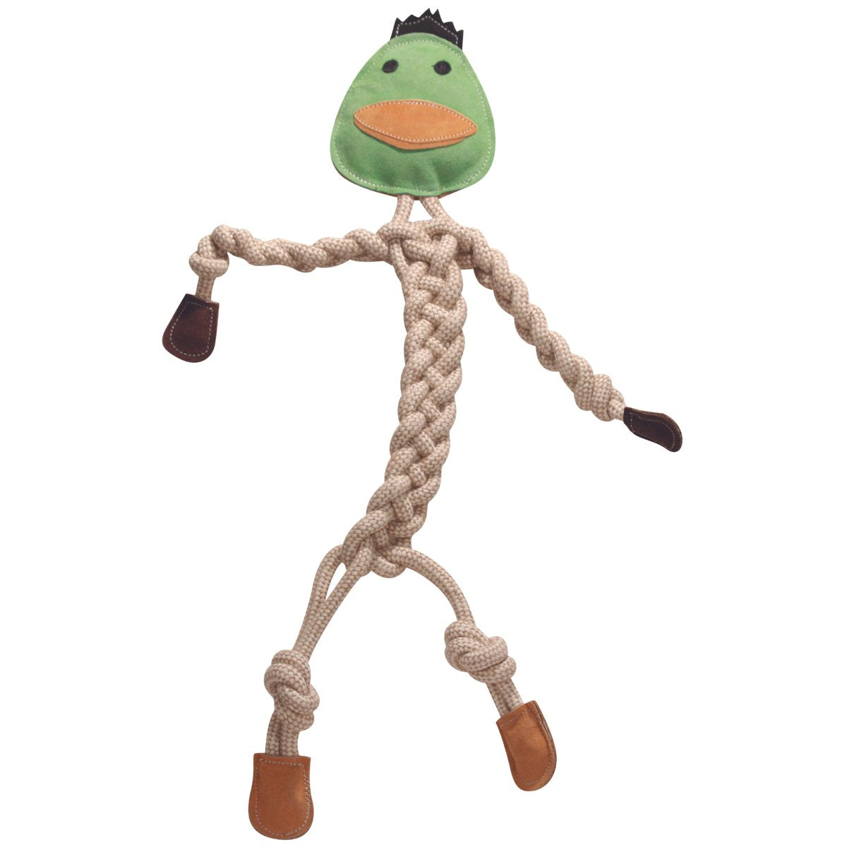 Dog Toy Dilly Duck Natural Rope Knottie Large Squeak Tug