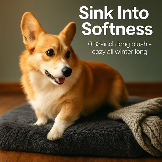 Dog Bed Soft Plush Warm Cushion Mat for Cozy Sleeping Pets - Detail Angle 2 | Majestic Pet Kingdom