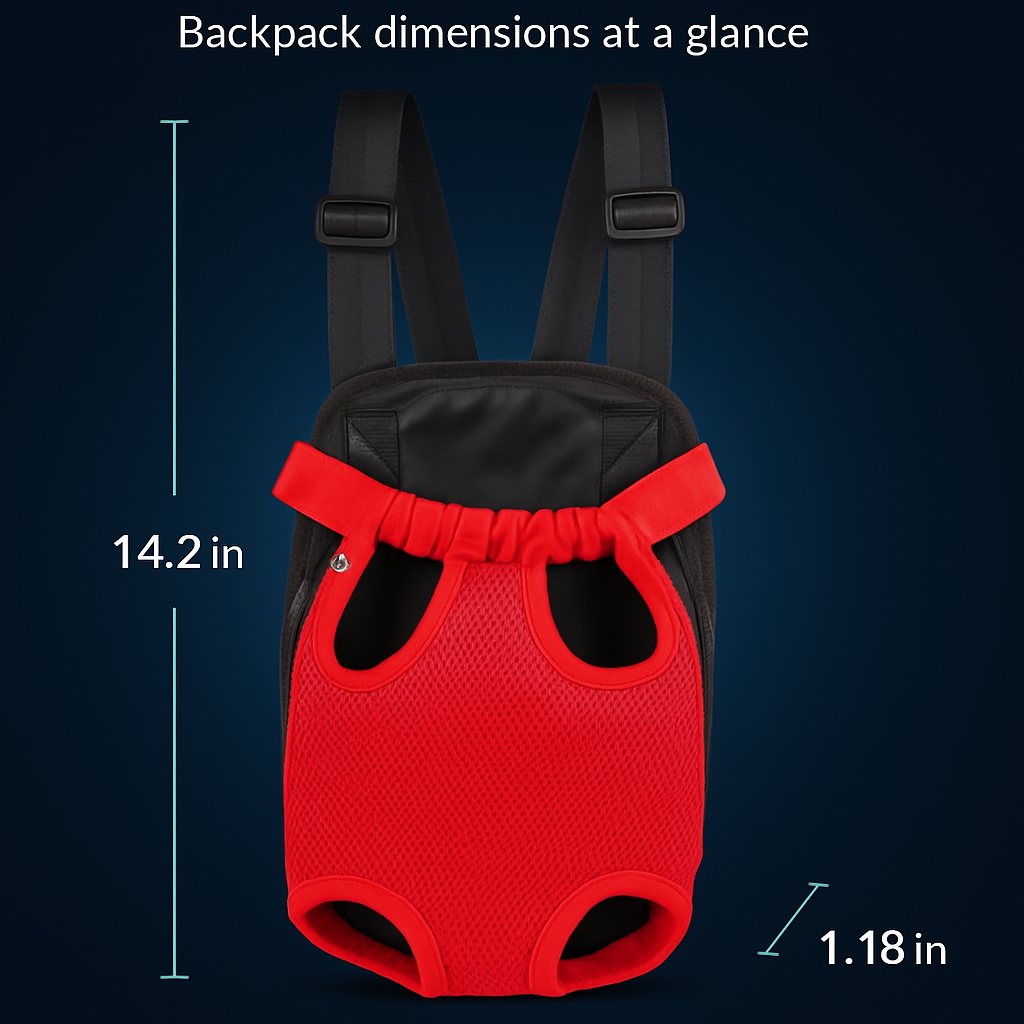 Dog Carrier Backpack Legs-Out Breathable Travel Shoulder Bag - Detail Angle 3 | Majestic Pet Kingdom
