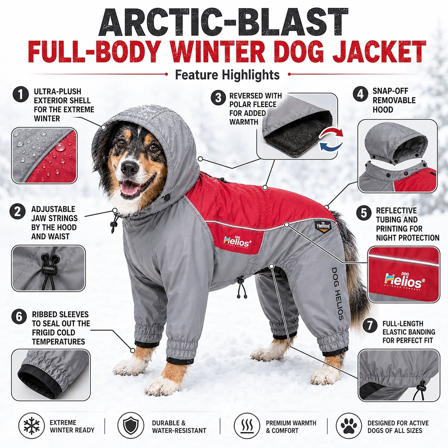 Dog Helios 'Arctic Blast' Full Bodied Winter Dog Coat w/ Blackshark Tech