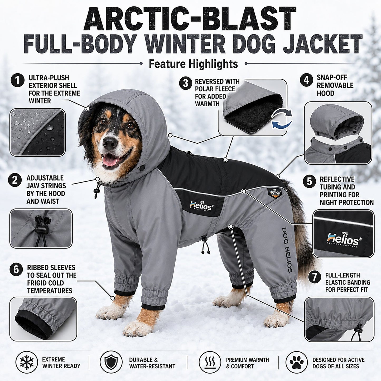 Dog Helios 'Arctic Blast' Full Bodied Winter Dog Coat w/ Blackshark Tech