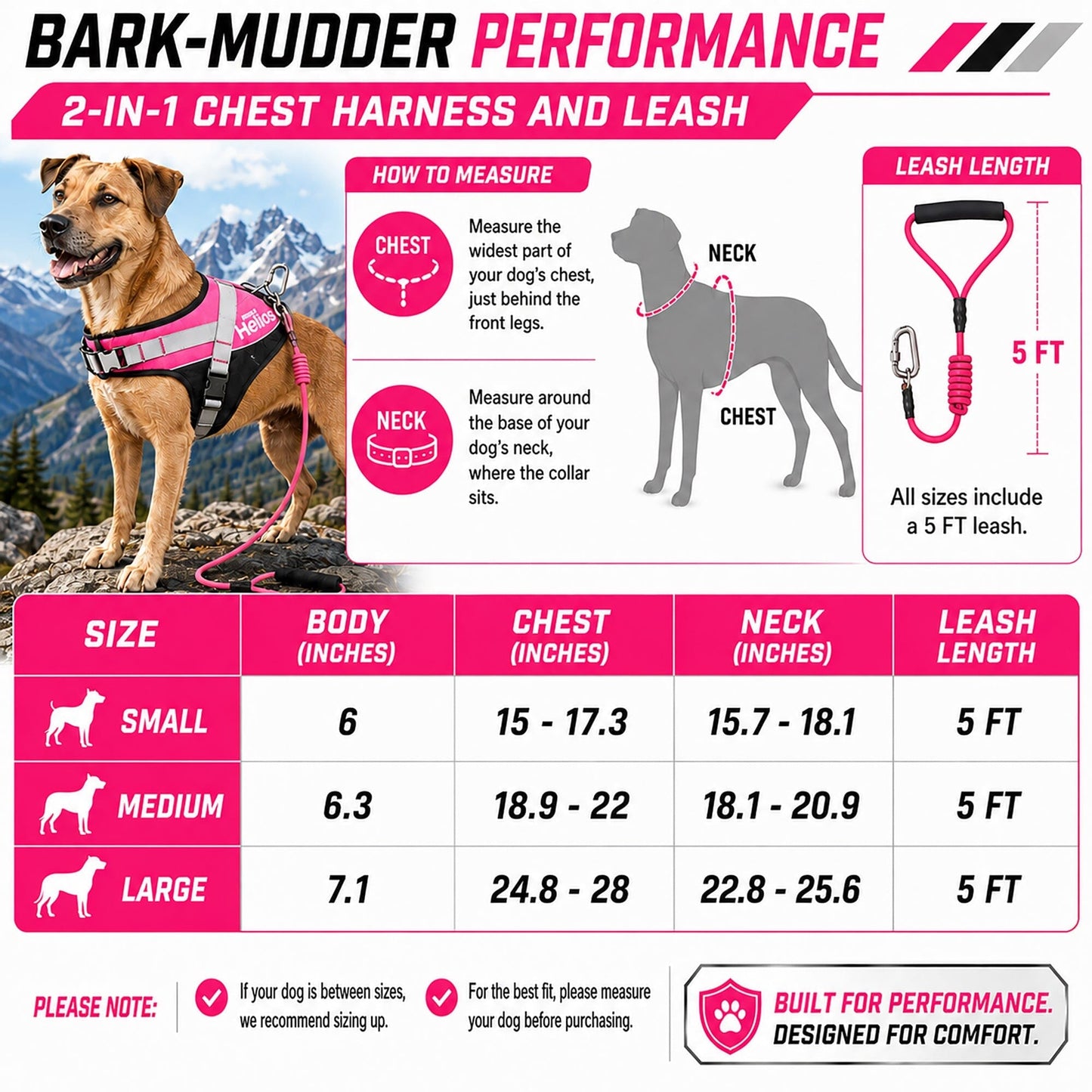 Dog Helios ® 'Bark-Mudder' 2-in-1 Reflective and Adjustable Sporty Dog Harness and Leash