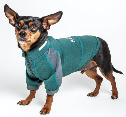 Dog Helios ® 'Eboneflow' Mediumweight 4-Way-Stretch Flexible And Breathable Performance Dog Yoga T-Shirt - Detail Angle 2 | Majestic Pet Kingdom