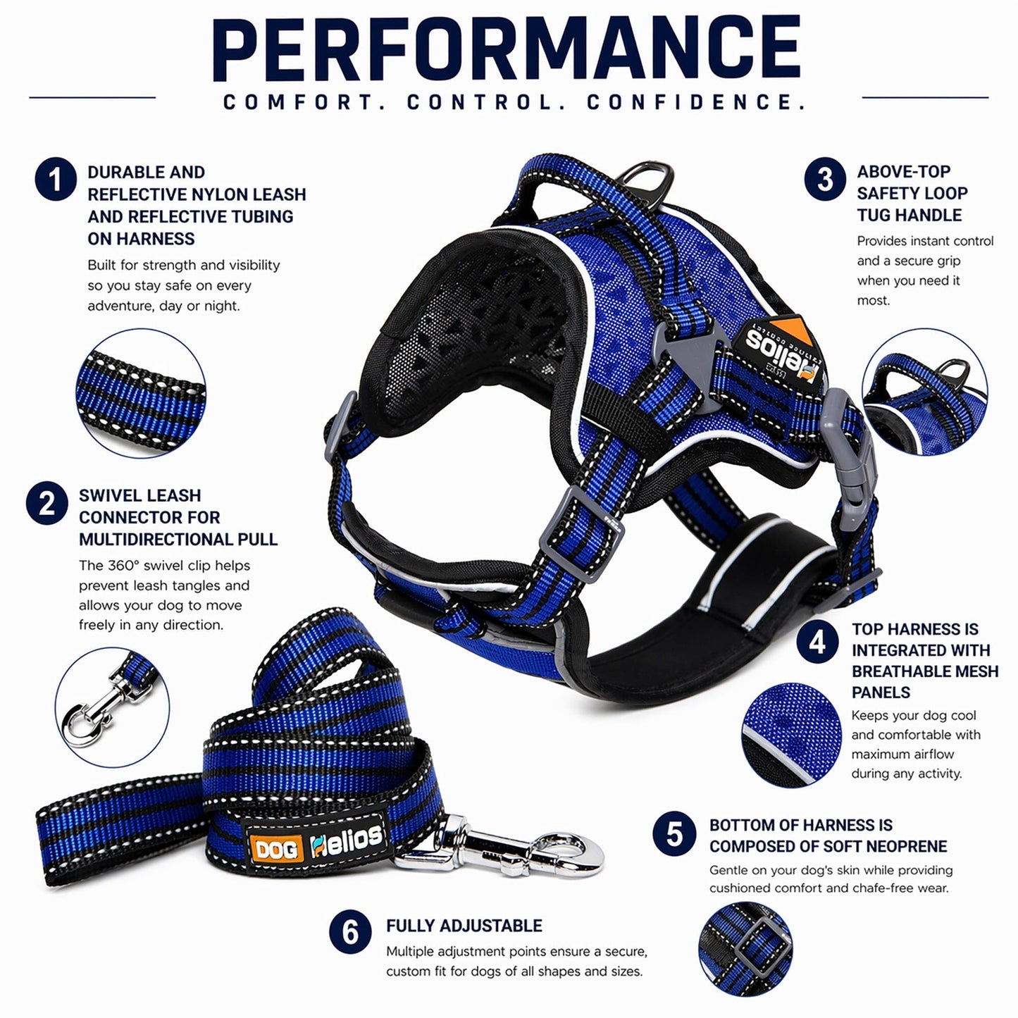 Dog Helios ® 'Journey Wander' Chest Compressive Sporty Adjustable Dog Harness and Leash