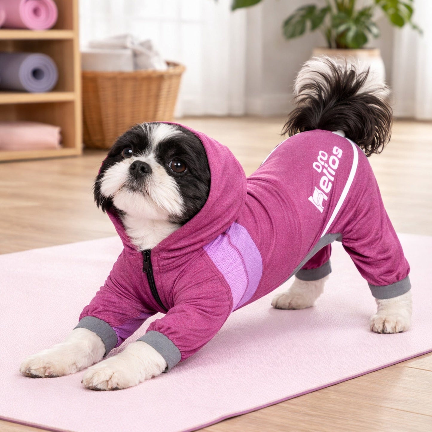 Dog Helios ® 'Namastail' Lightweight 4-Way-Stretch Yoga Performance Dog Tracksuit Hoodie