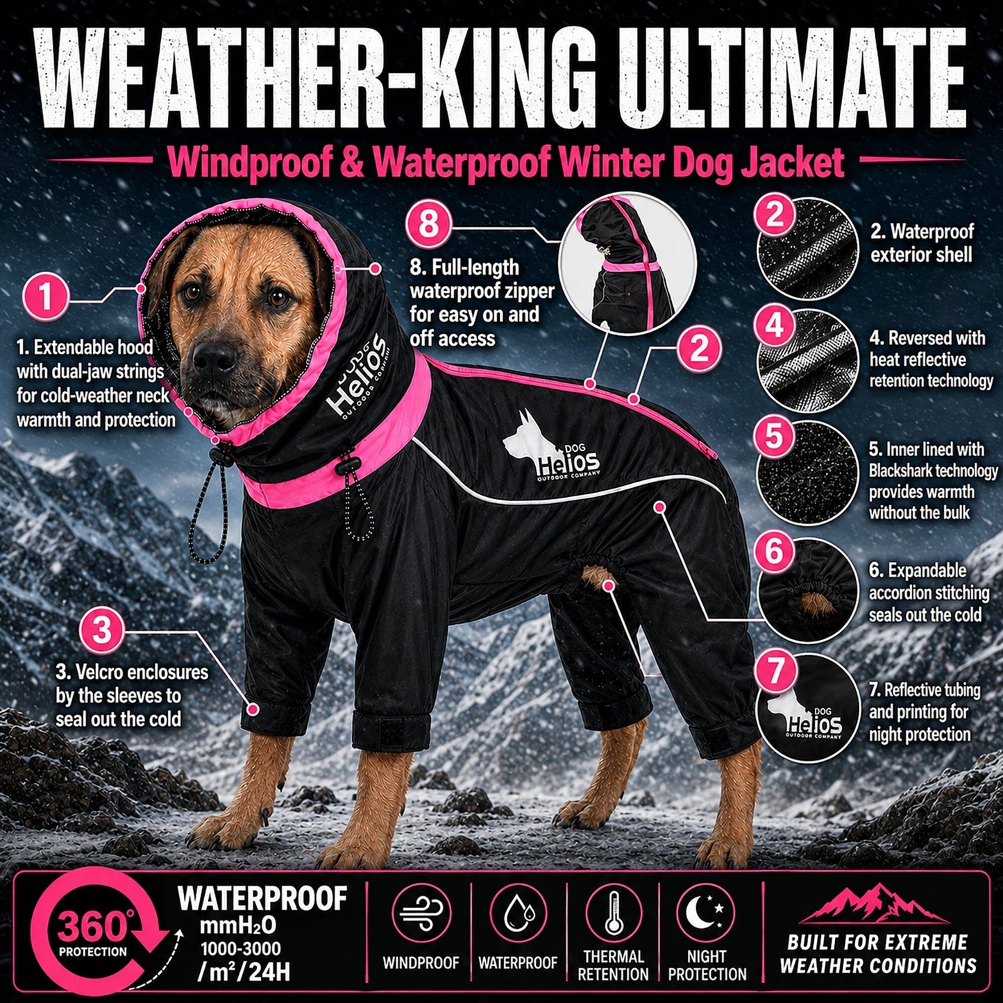 Dog Helios ® Weather-King Ultimate Windproof Full Body Winter Dog Jacket
