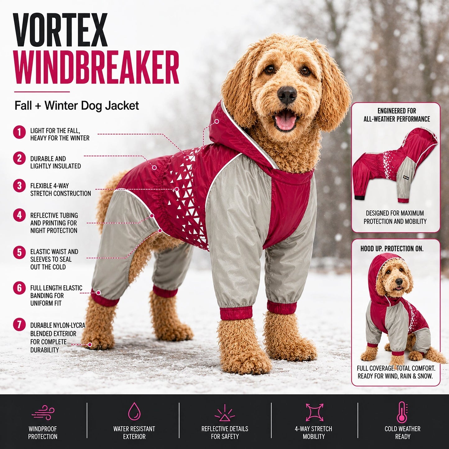 Dog Helios 'Vortex' Full Bodied Waterproof Windbreaker Dog Jacket