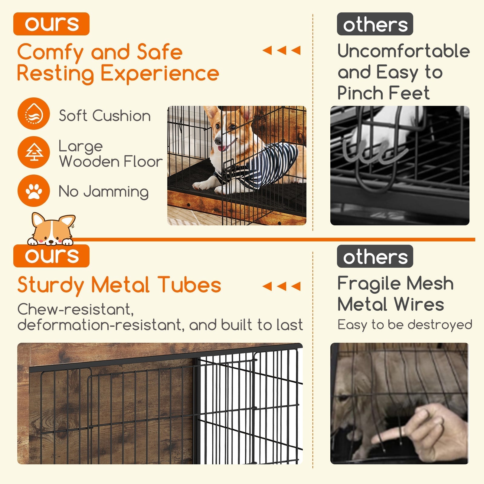 Dog Crate Furniture with Cushion and Double Doors for Small/Medium Dogs - Majestic Pet Kingdom