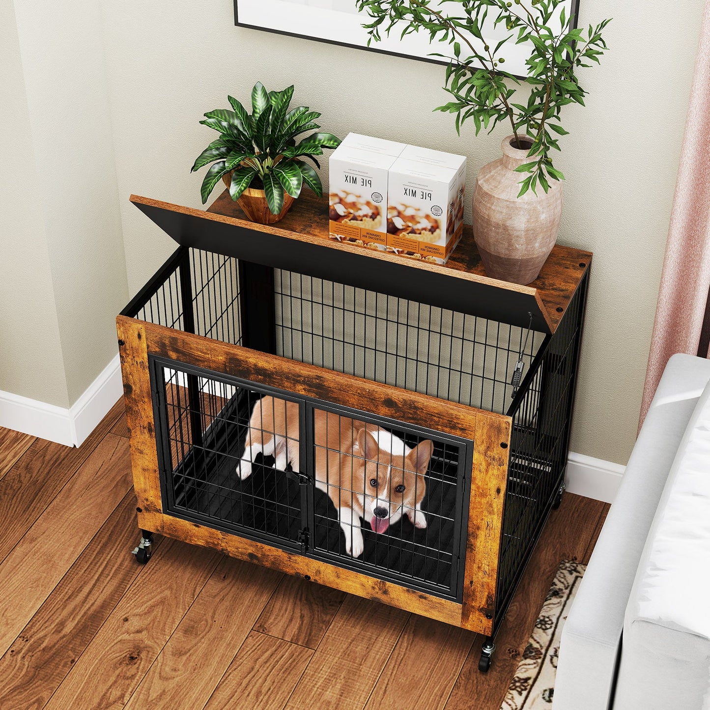 Industrial Dog Kennel with Flip-up Top 3 Lockable Doors and Removable Tray | Purrfect Pet Kingdom