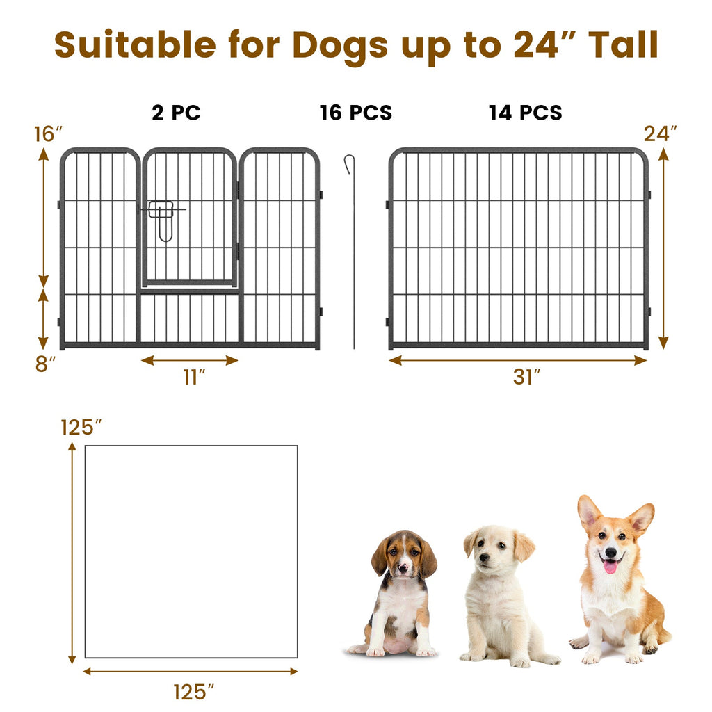 16 Panel 24/32/40 Inches Height Dog Playpen with Lock and Large Door - Majestic Pet Kingdom