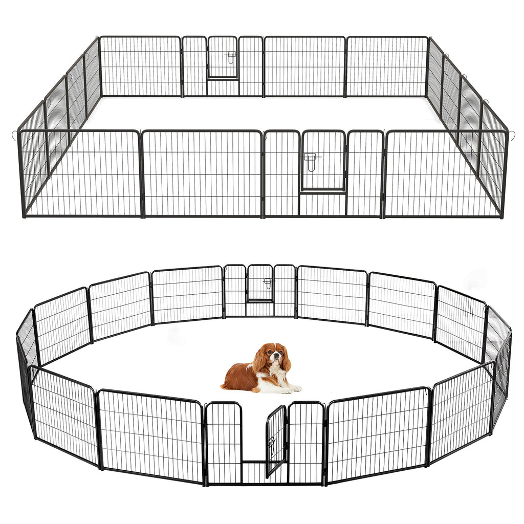 16 Panel 24/32/40 Inches Height Dog Playpen with Lock and Large Door-24 inches - Majestic Pet Kingdom