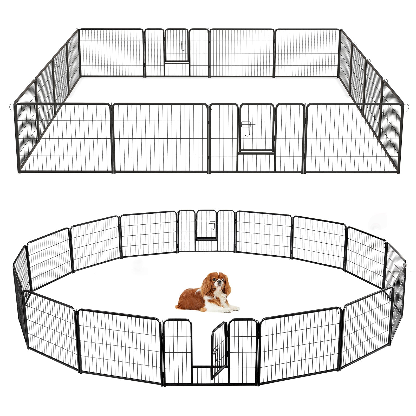 16 Panel 24/32/40 Inches Height Dog Playpen with Lock and Large Door-24 inches - Majestic Pet Kingdom