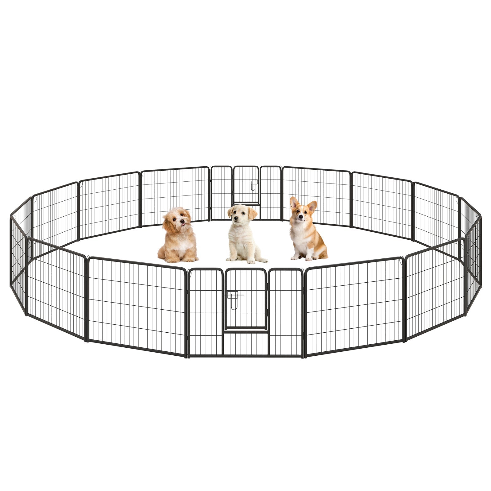 16 Panel 24/32/40 Inches Height Dog Playpen with Lock and Large Door - Majestic Pet Kingdom