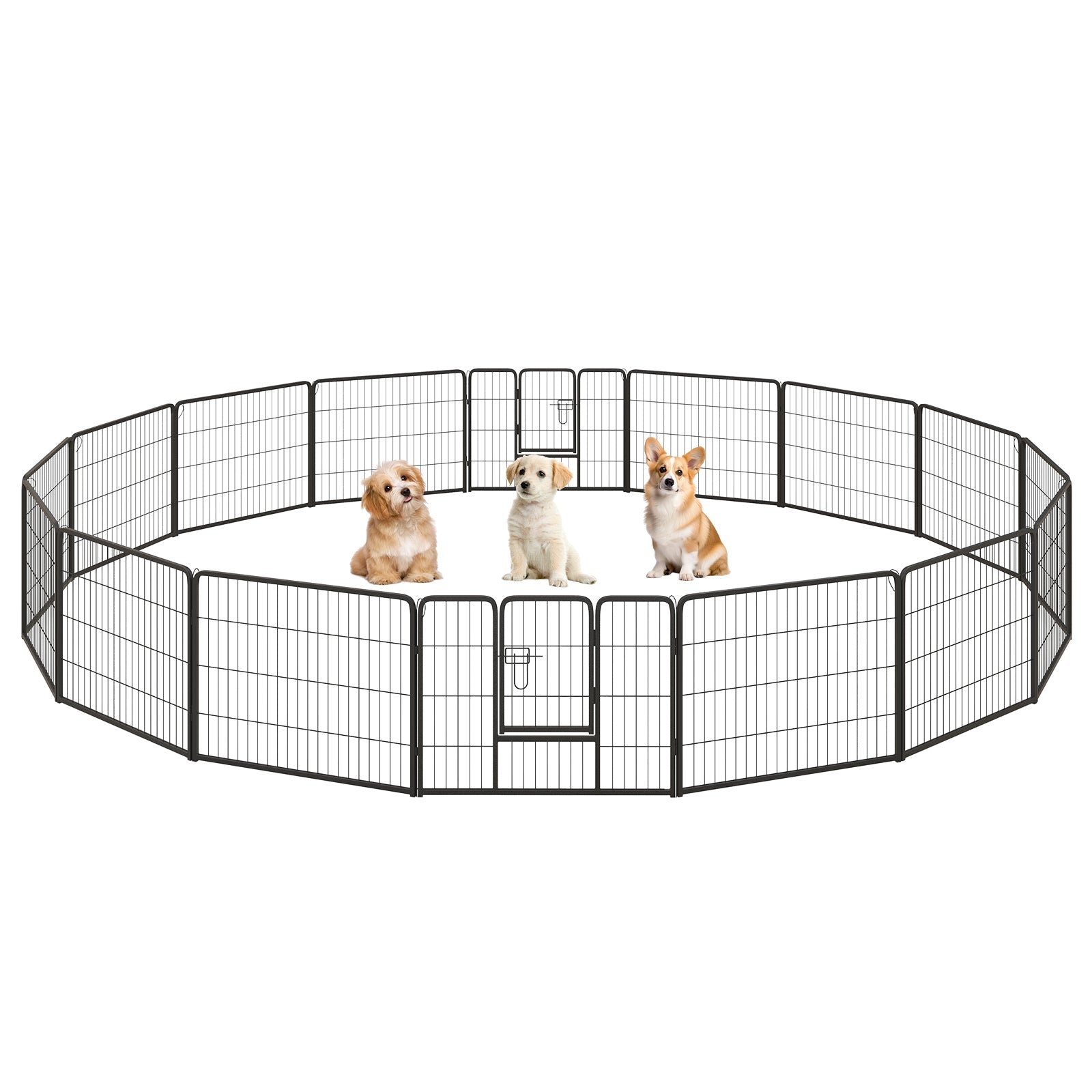 16 Panel 24/32/40 Inches Height Dog Playpen with Lock and Large Door-24 inches - Majestic Pet Kingdom