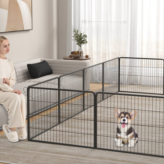 16 Panel 24/32/40 Inches Height Dog Playpen with Lock and Large Door - Majestic Pet Kingdom