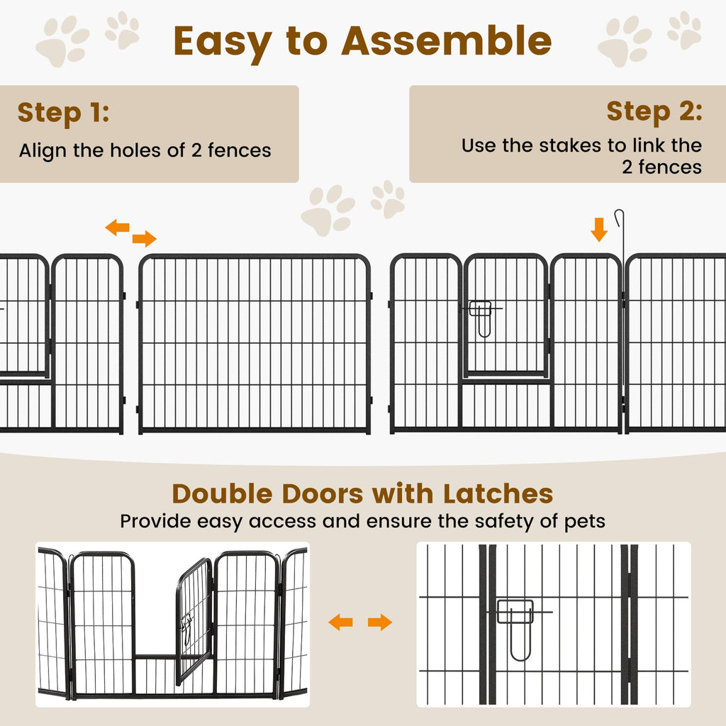 16 Panel 24/32/40 Inches Height Dog Playpen with Lock and Large Door - Majestic Pet Kingdom