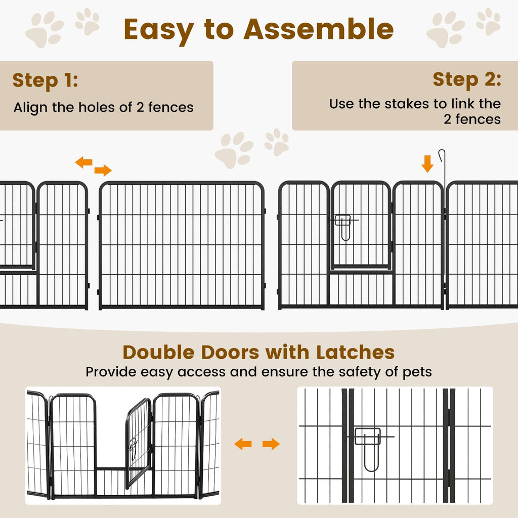 16 Panel 24/32/40 Inches Height Dog Playpen with Lock and Large Door - Majestic Pet Kingdom