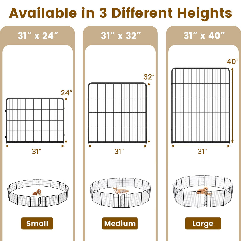 16 Panel 24/32/40 Inches Height Dog Playpen with Lock and Large Door - Majestic Pet Kingdom