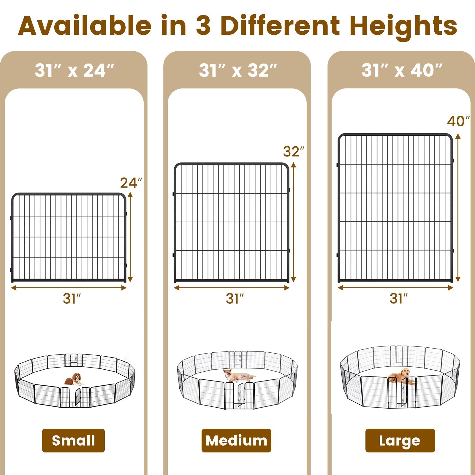 16 Panel 24/32/40 Inches Height Dog Playpen with Lock and Large Door - Majestic Pet Kingdom
