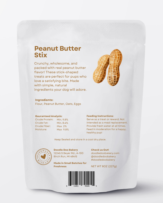 Homemade Peanut Butter Stix Crunchy Dog Treats - 1/2 lb