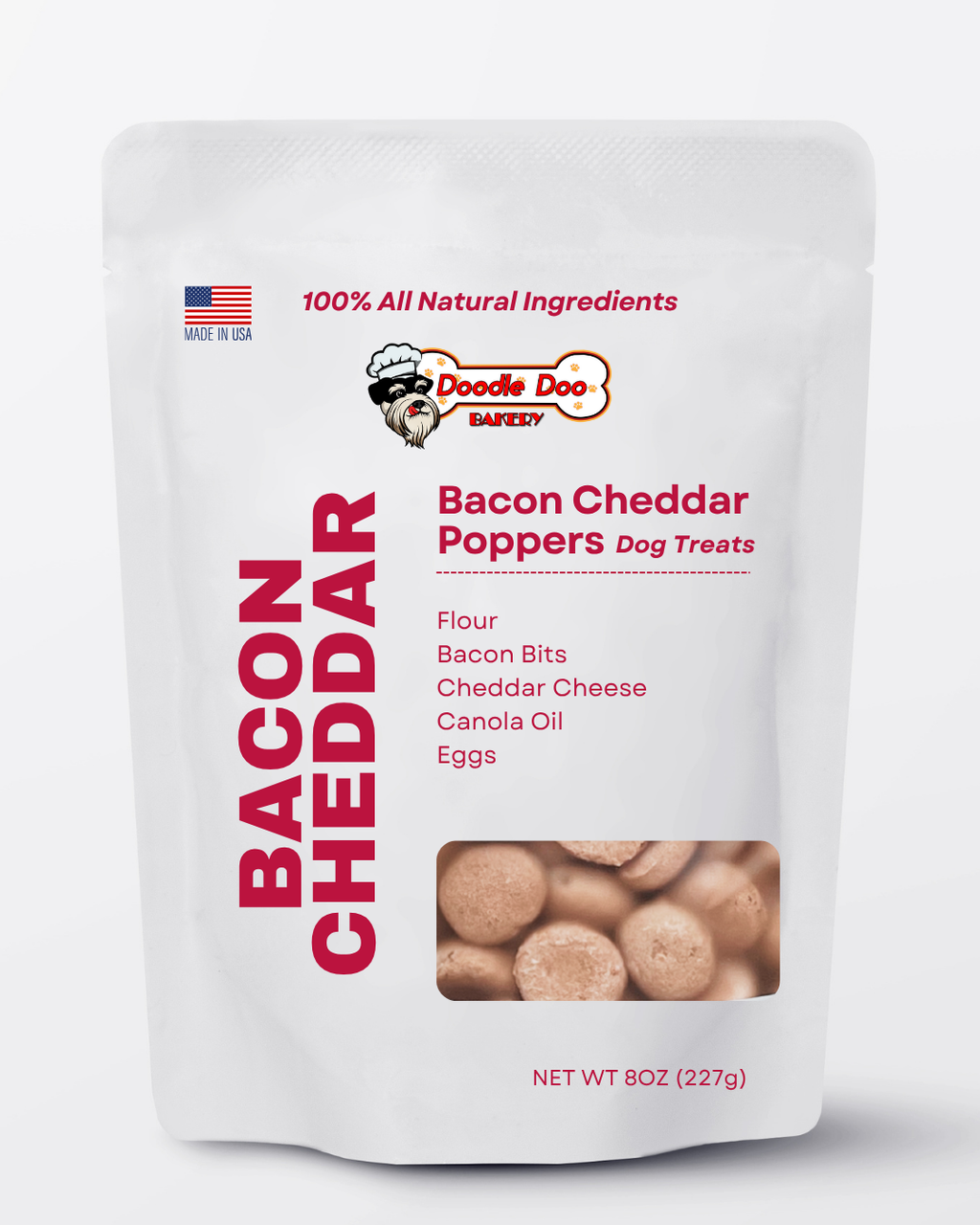 Homemade Bacon Cheddar Poppers Crunchy Dog Treats 1/2 lb