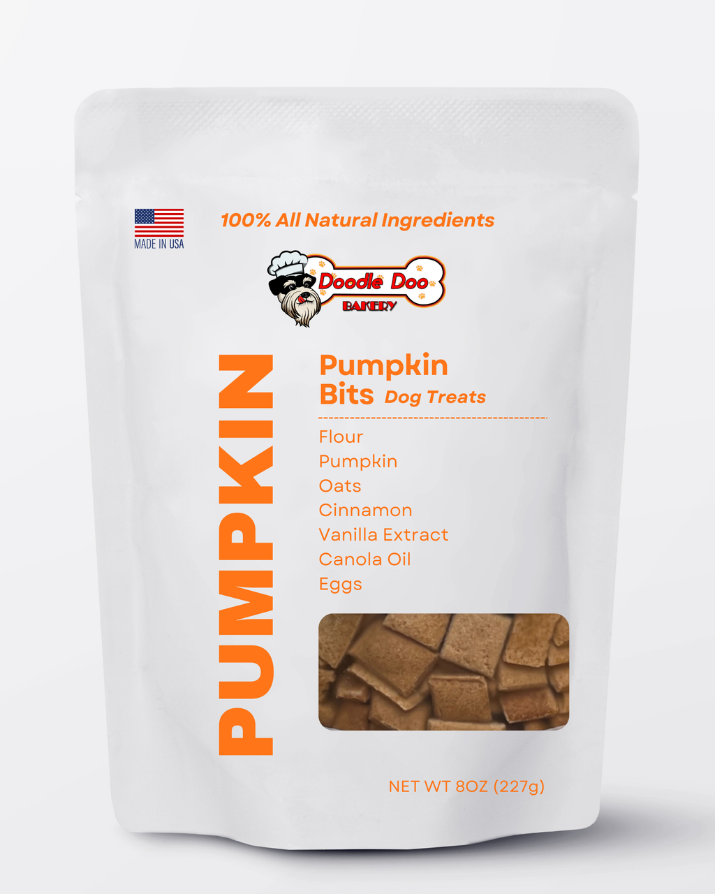Homemade Dog Treats - Pumpkin Bits Dog Biscuits 1/2lb