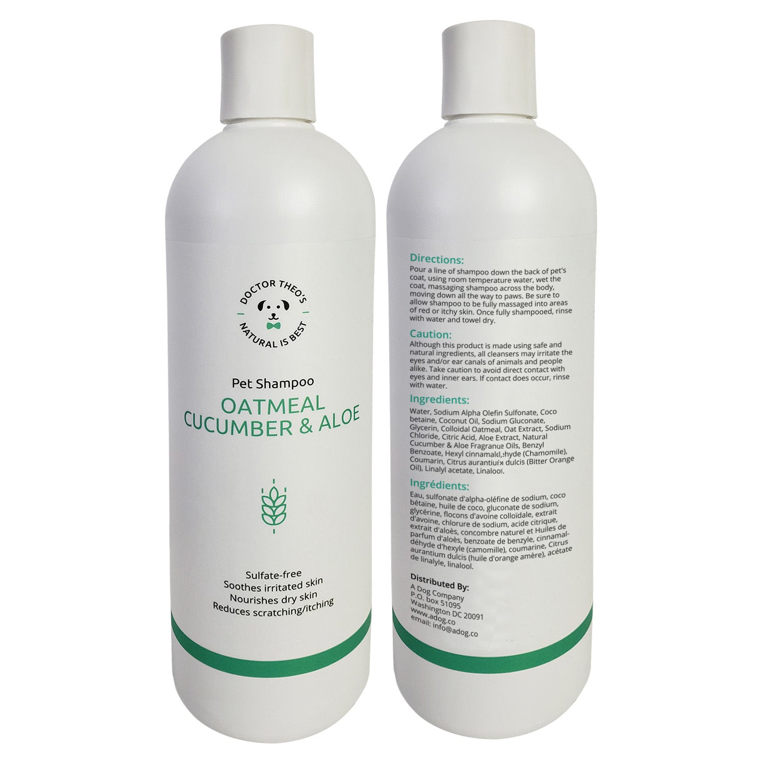 Dr. Theo's Oatmeal, Cucumber & Aloe Dog Shampoo (16 oz)