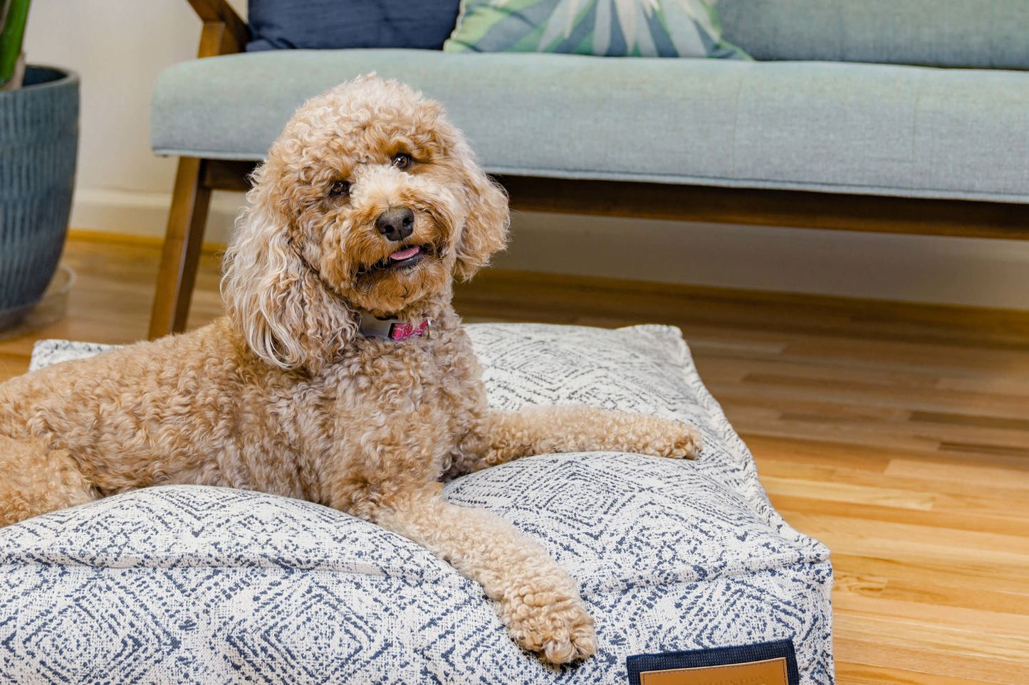 Dog Bed Lounger Sapphire Spaniel Blue Orthopedic Sleeping Mat - Detail Angle 6 | Majestic Pet Kingdom