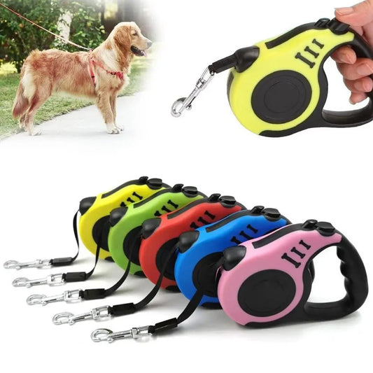 Retractable Tangle-Free Nylon Dog Leash with Brake Lock