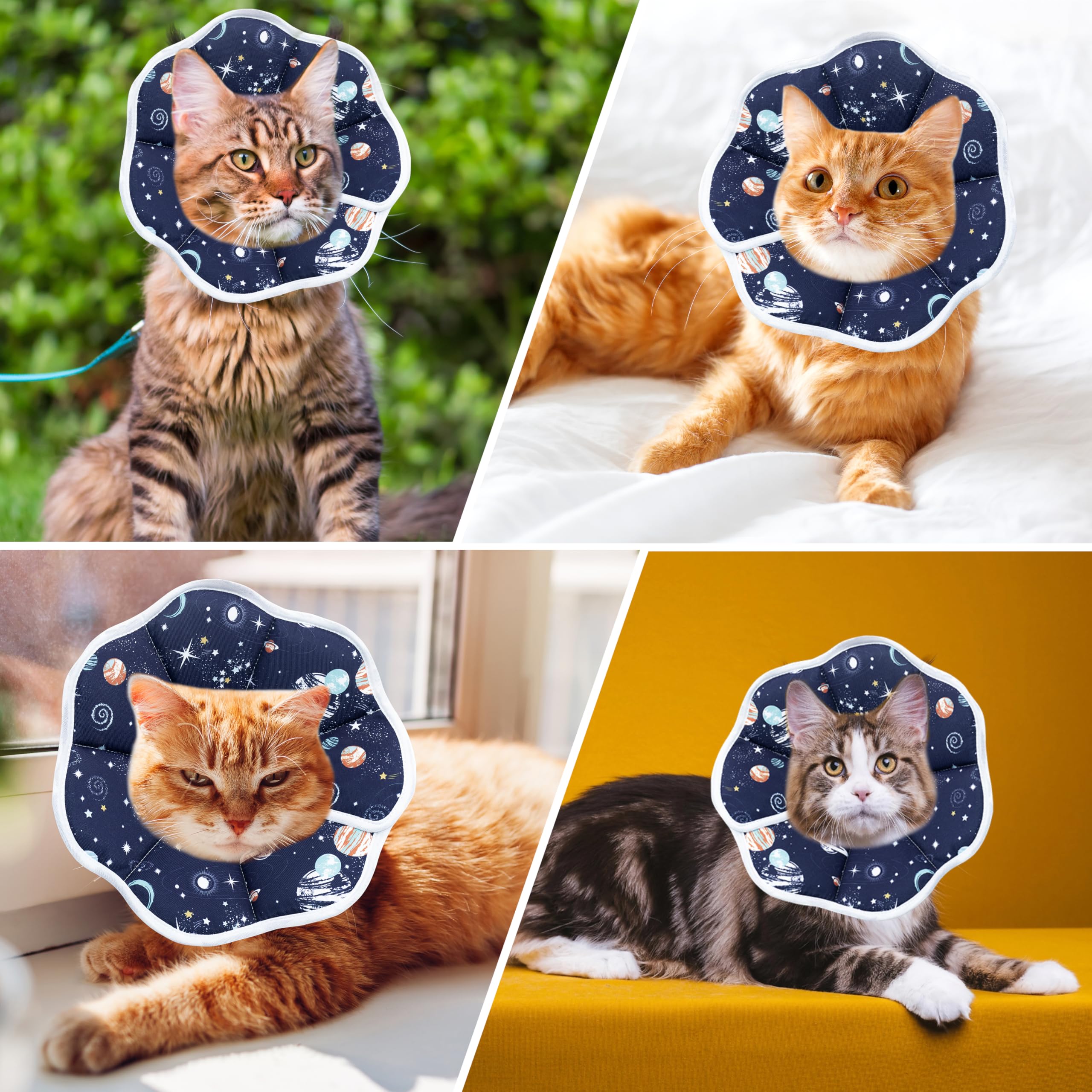 Soft Cat Cone, Adjustable Recovery Collar After Surgery To Prevent Licking Wound, Protective Cat Neck Cone, Comfortable Pet Elizabethan Collar For Cats Kittens And Puppies