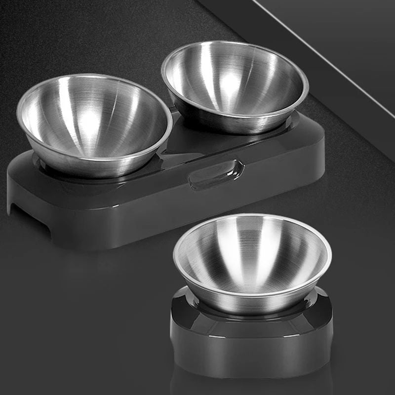 Easy To Clean Stainless Steel Cat Bowl Dog Food And Water Bowls With Stand Metal Cats Dogs Double Single Pet Feeding Feeder Bowl