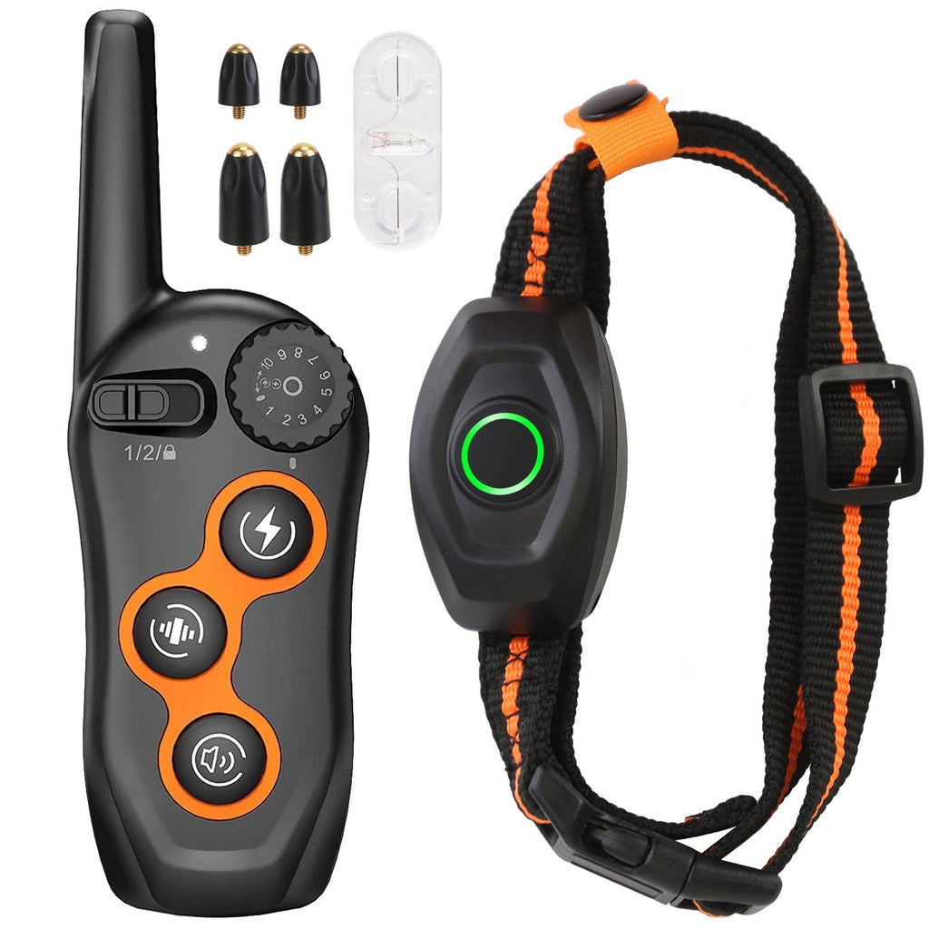 3280FT Dog Training Collar IP67 Waterproof Pet Beep Vibration Electric Shock Collar 3 Channels Rechargeable Transmitter Receiver Trainer with Flashlig - Majestic Pet Kingdom
