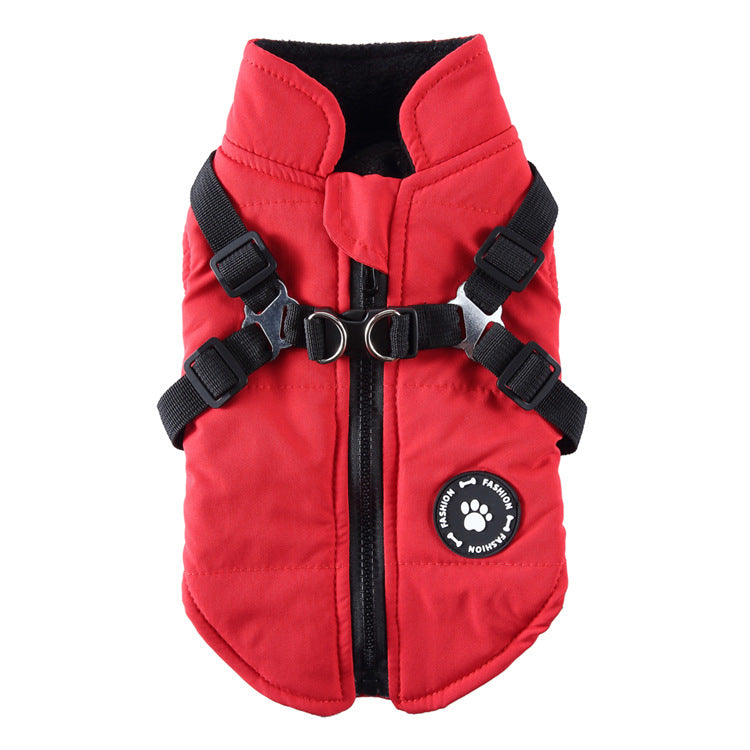Chest Strap Jacket Cotton-padded Coat - Majestic Pet Kingdom