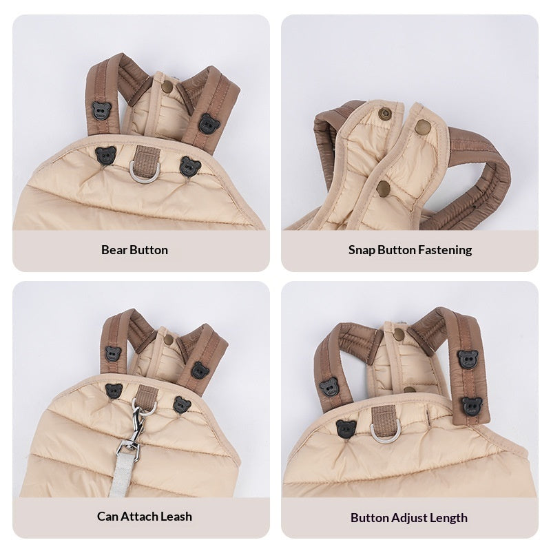 Pet Puppy Jumpsuit With Straps Cotton Padded Coat - Majestic Pet Kingdom