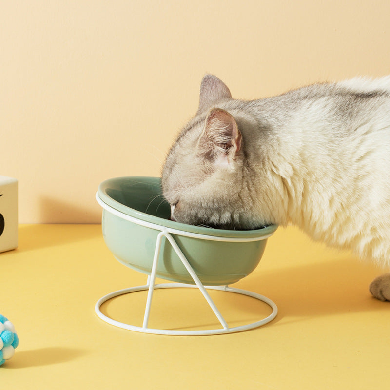 Ceramic Bowl Food Basin Drinking Bowl Food Bowl Pet Supplies Ceramic Double Cat Bowl - Majestic Pet Kingdom