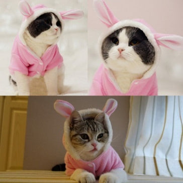 Pet Cat Clothes Mascotas Costume Clothes For Pet Hoodies Cute Rabbit Cat Clothing Puppy Fleece Warm Pet Cat Jacket - Majestic Pet Kingdom