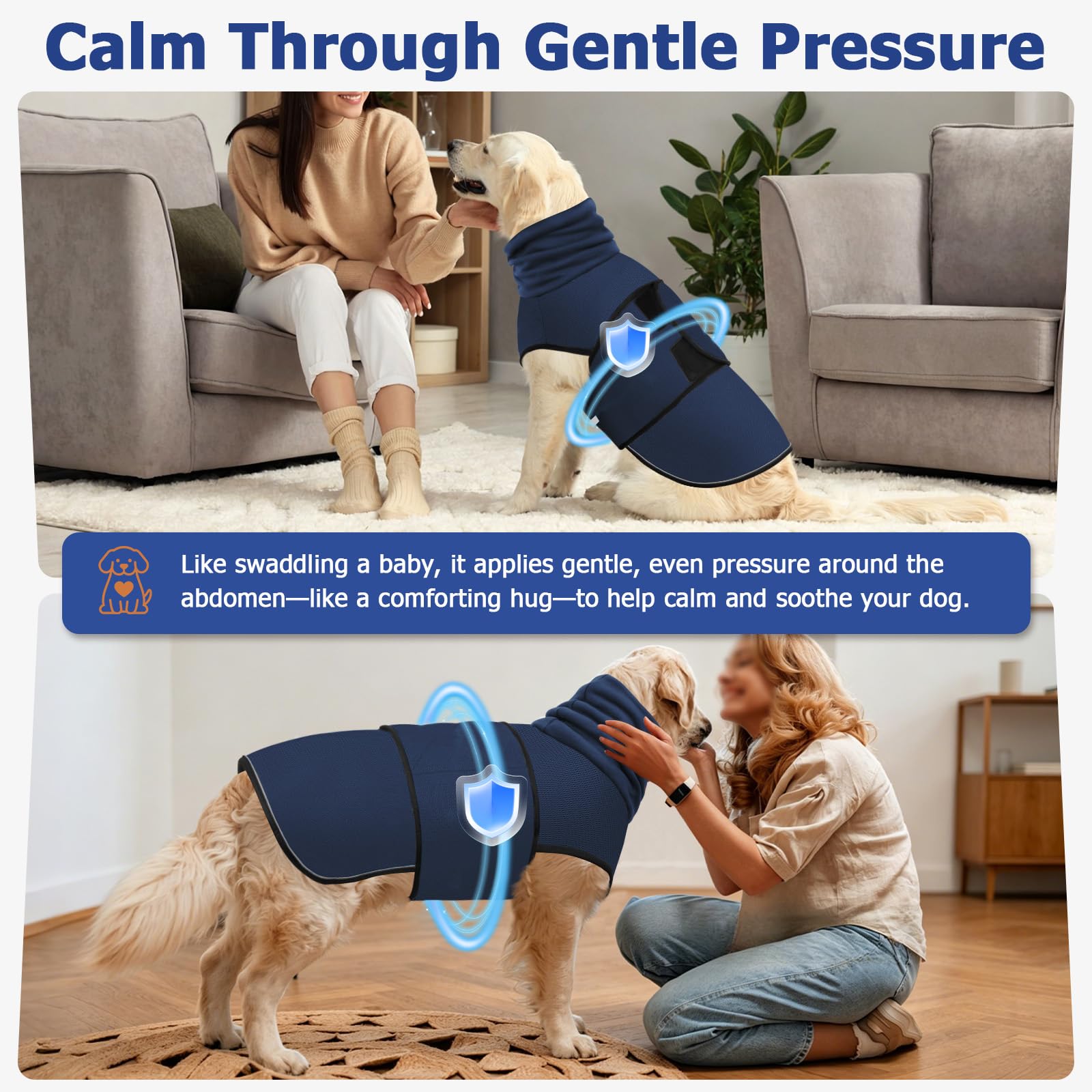 2-in-1 Dog Anxiety Vest With Hood, Soft Dog Calming Shirt With Stretchy Ear Head Cover For Stress Relief, Breathable Shirt Jacket For Thunderstorms, Separation & Vet Visits - Majestic Pet Kingdom