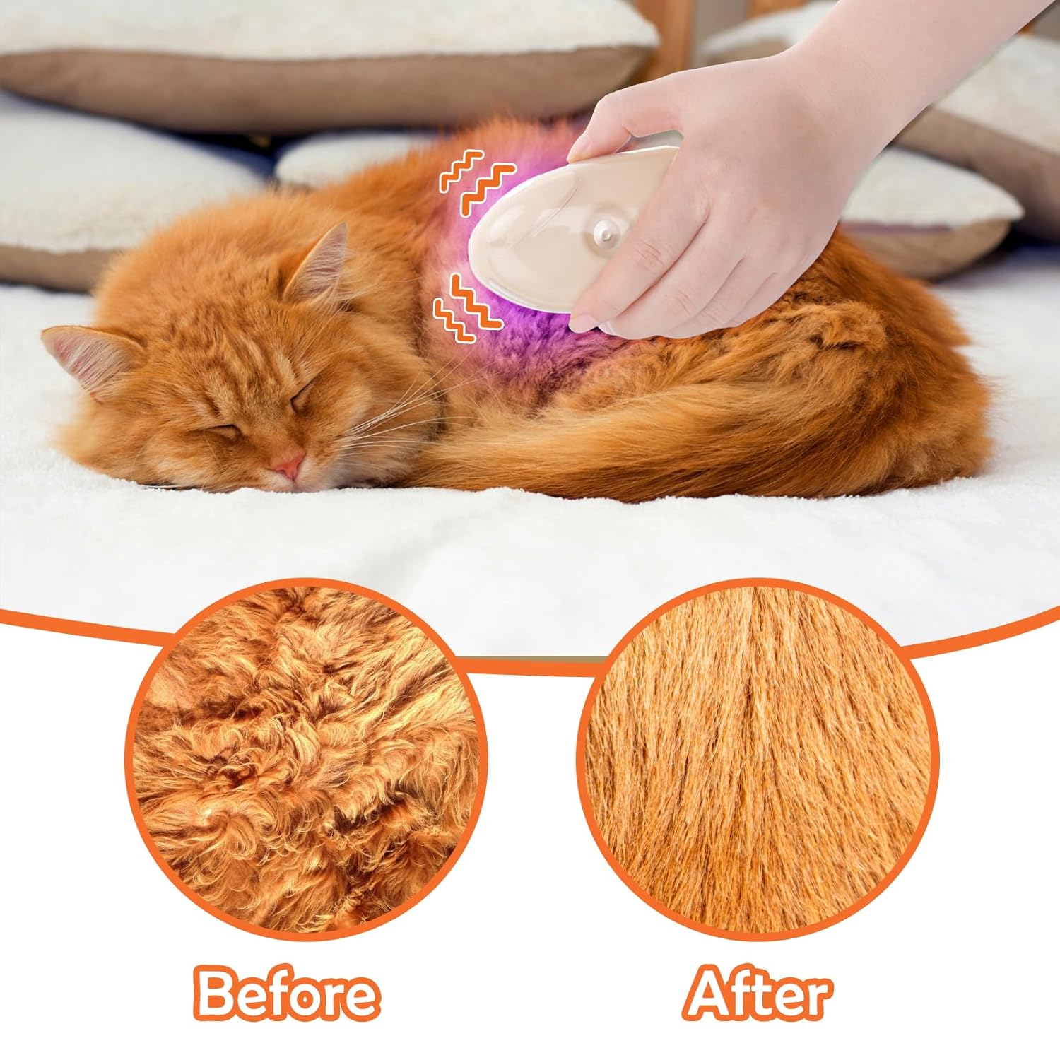 Cat Grooming Brush 4-in-1 Steamy Spray with UV Detector Comb - Detail Angle 4 | Majestic Pet Kingdom