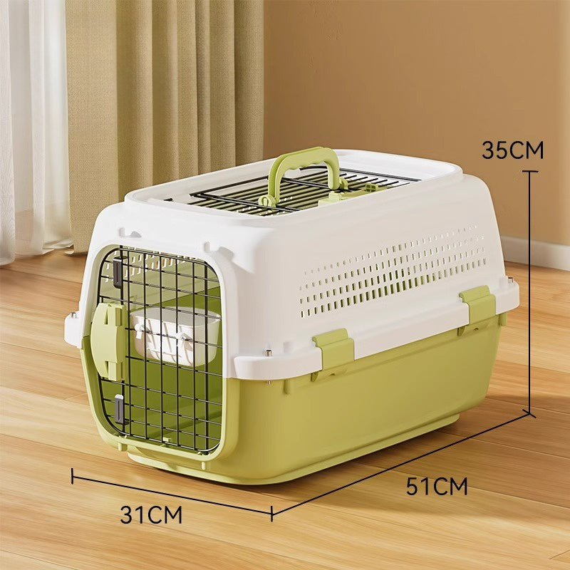 Sided Pet Carrier For Small Dogs & Cats, Airline Approved Travel Crate With Enhanced Security Latches, Front & Top Load Wire Door, Food Bowl For Traveling, Hiking, Camping | Purrfect Pet Kingdom