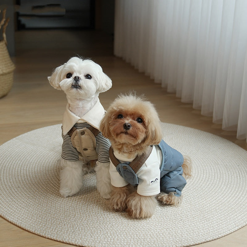 Pet Puppy Jumpsuit With Straps Cotton Padded Coat - Majestic Pet Kingdom