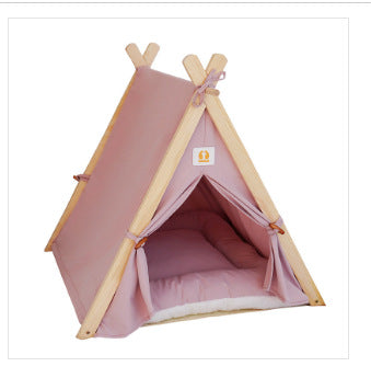 Cat Tent Bed Washable Striped Canvas Wood Frame Canvas - Majestic Pet Kingdom