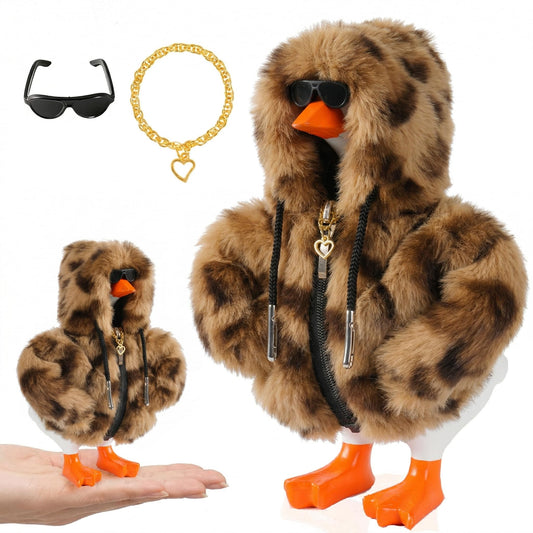 7inch Desk Goose Outfits, Desktop Goose Clothes With 1 Sunglasses & 1 Necklaces, Plush Hoodie Set For Magnetic Goose Statue | Purrfect Pet Kingdom