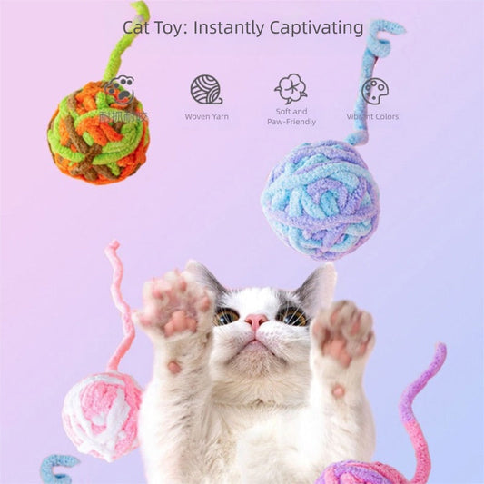 Pet Silent Cat Toy, Wool Ball, Cat Toy Ball, Plush, Boring, Durable, Teeth Grinding, Playing With Little Cats, Chewing, Cat Toy Stick - Majestic Pet Kingdom
