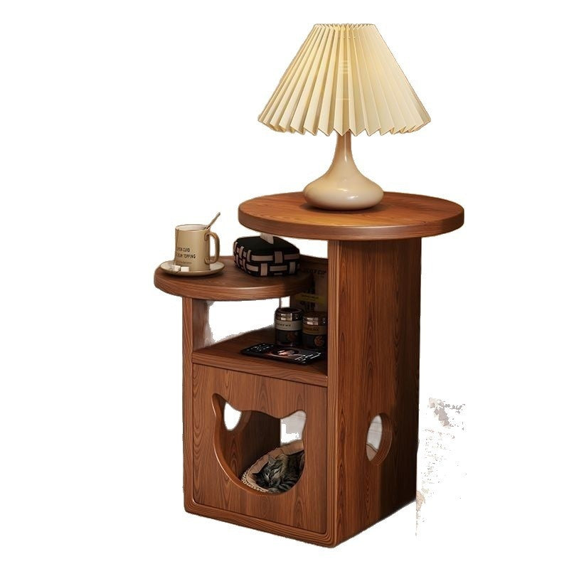 Cat House Nightstand Solid Pine Wood End Table Storage Cabinet - Detail Angle 5 | Majestic Pet Kingdom