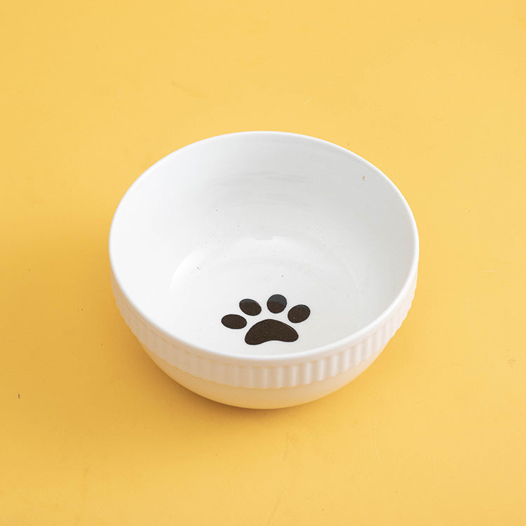 Ceramic Pet Bowl High Foot Neck Protection Snacks Anti-black Chin Oblique Mouth - Majestic Pet Kingdom