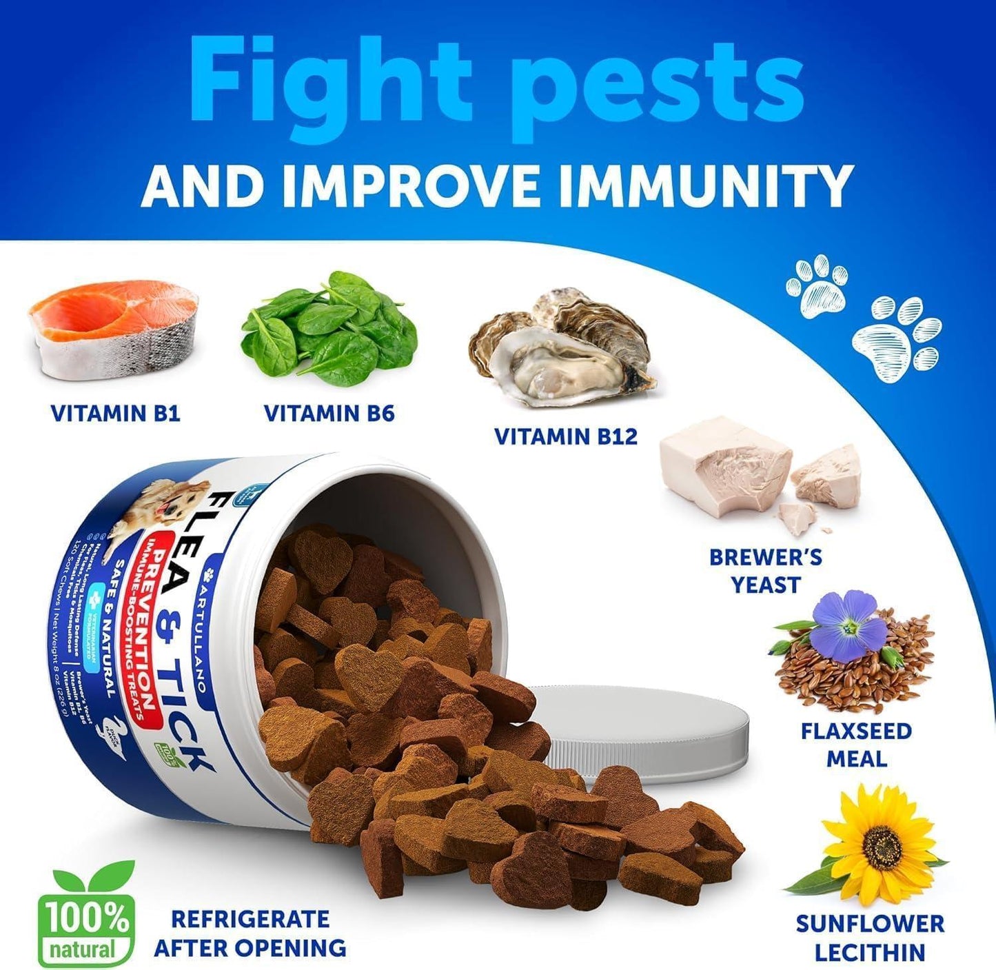 Flea & Tick Chews for Dogs - 240 Count Vitamin B Pack